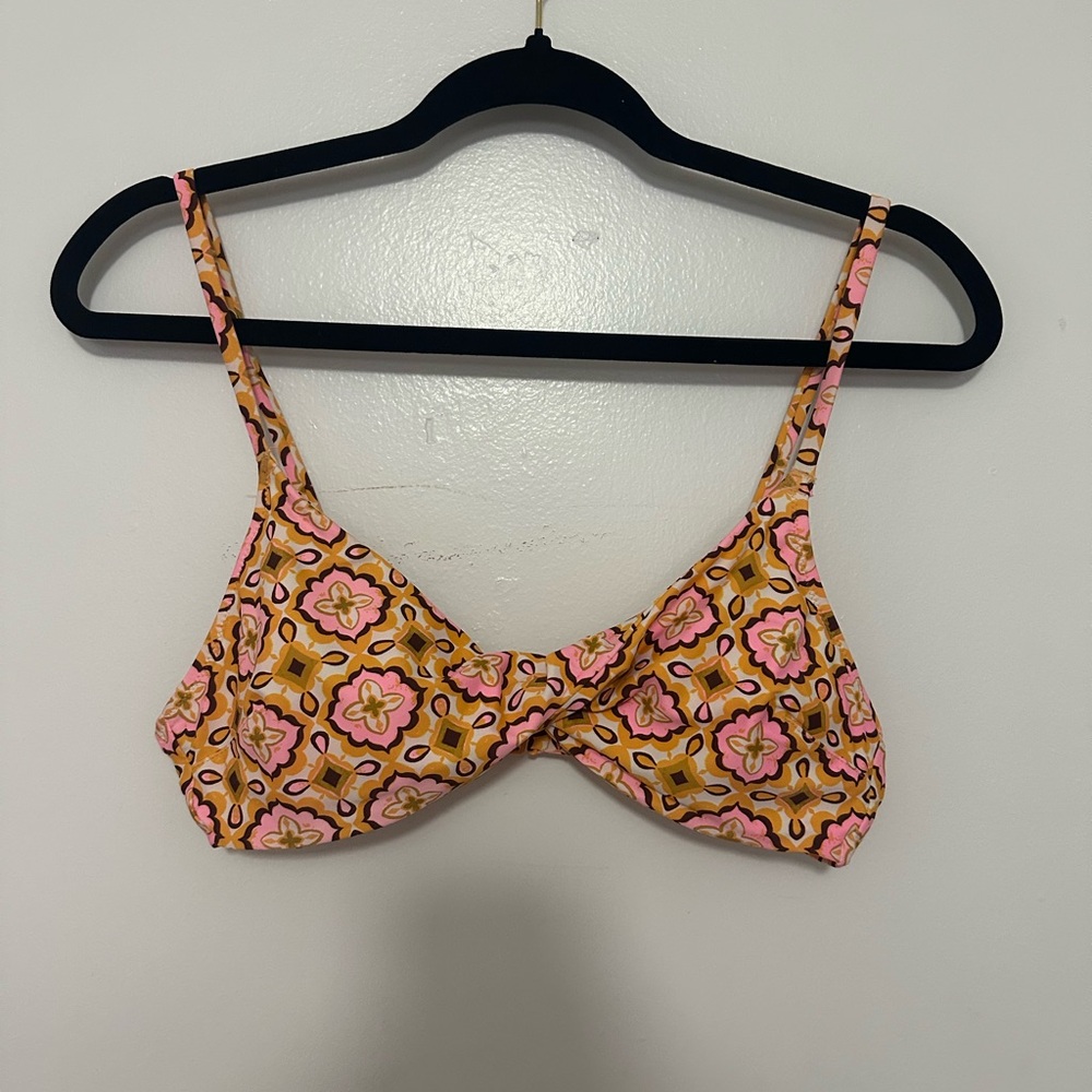 Aerie Floral Pink and Orange Bikini Top